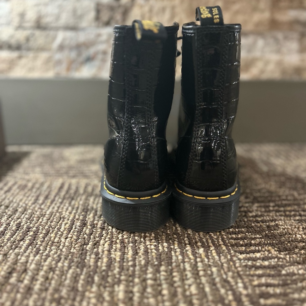 Dr Martens black patent crocodile boots - Picture 7 of 8